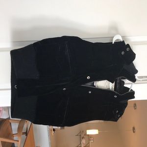 Cute black velvet vest with fur hood detail